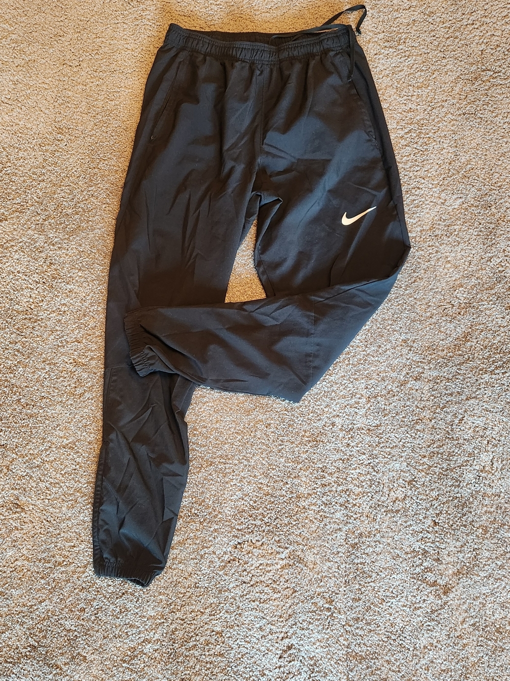 Nike Black Dri-FIT Track Pants with White Swoosh